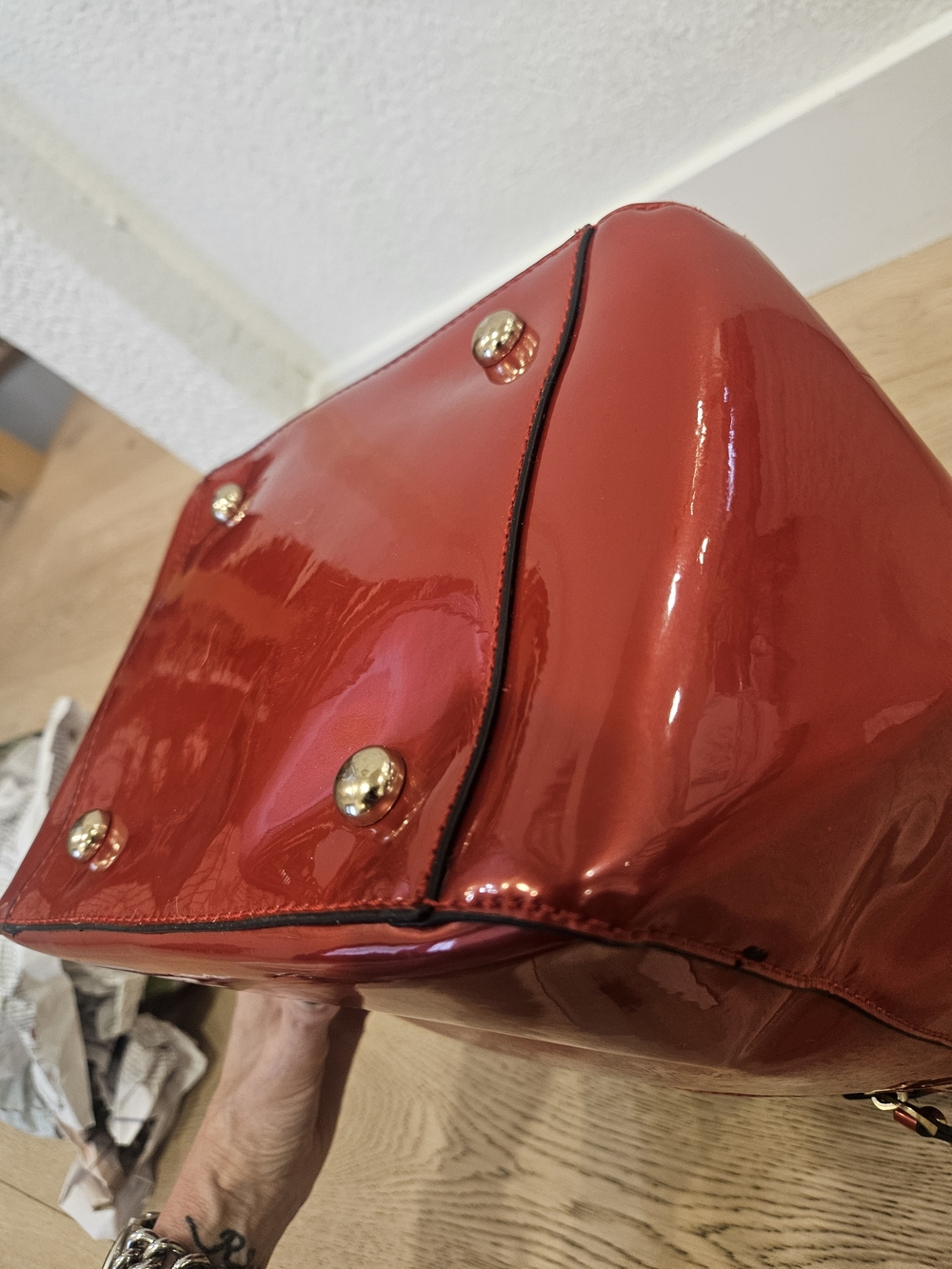 New Michael Kors Red Patent Leather Satchel - Picture 11 of 16